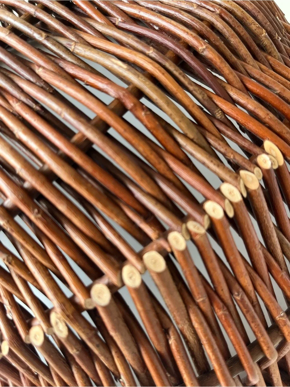 Handwoven Round Rattan Winnowing Basket in Warm Brown 14”